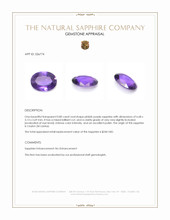 0.80 Ct. Pinkish Purple Sapphire from Ceylon (Sri Lanka) Appraisal