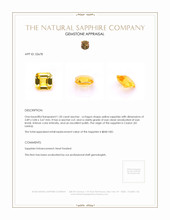 1.20 Ct. Yellow Sapphire from Ceylon (Sri Lanka) Appraisal