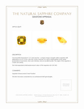 1.57 Ct. Orangish Yellow Sapphire from Ceylon (Sri Lanka) Appraisal