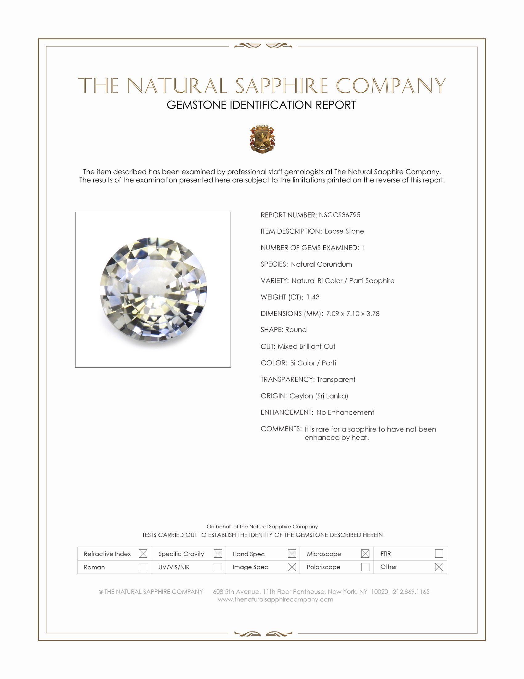 1.43 Ct. Bi Color / Parti Sapphire from Ceylon (Sri Lanka)
