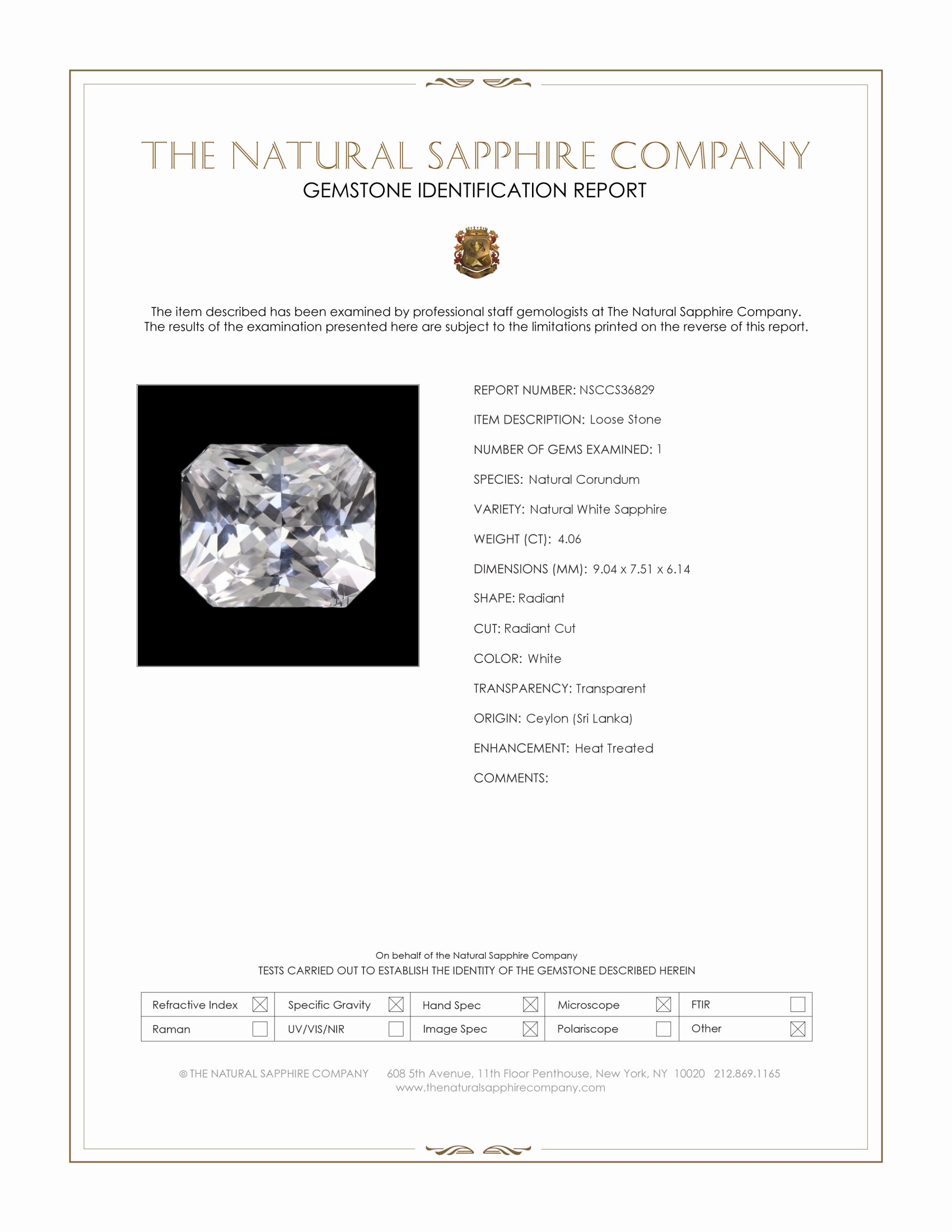 4.06 Ct. White Sapphire from Ceylon (Sri Lanka)