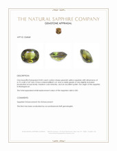0.83 Ct. Greenish Yellow Sapphire from Madagascar Appraisal
