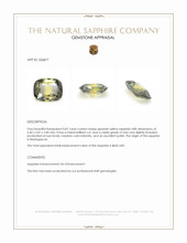 0.87 Ct. Greenish Yellow Sapphire from Madagascar Appraisal