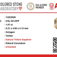 1.09 Ct. Yellow Sapphire from Ceylon (Sri Lanka) Scan Report