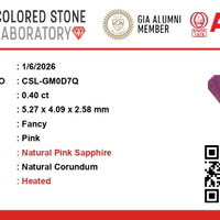 0.39 Ct. Pink Sapphire from Ceylon (Sri Lanka) Scan Report