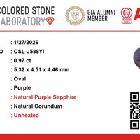 0.96 Ct. Purple Sapphire from Ceylon (Sri Lanka) Scan Report