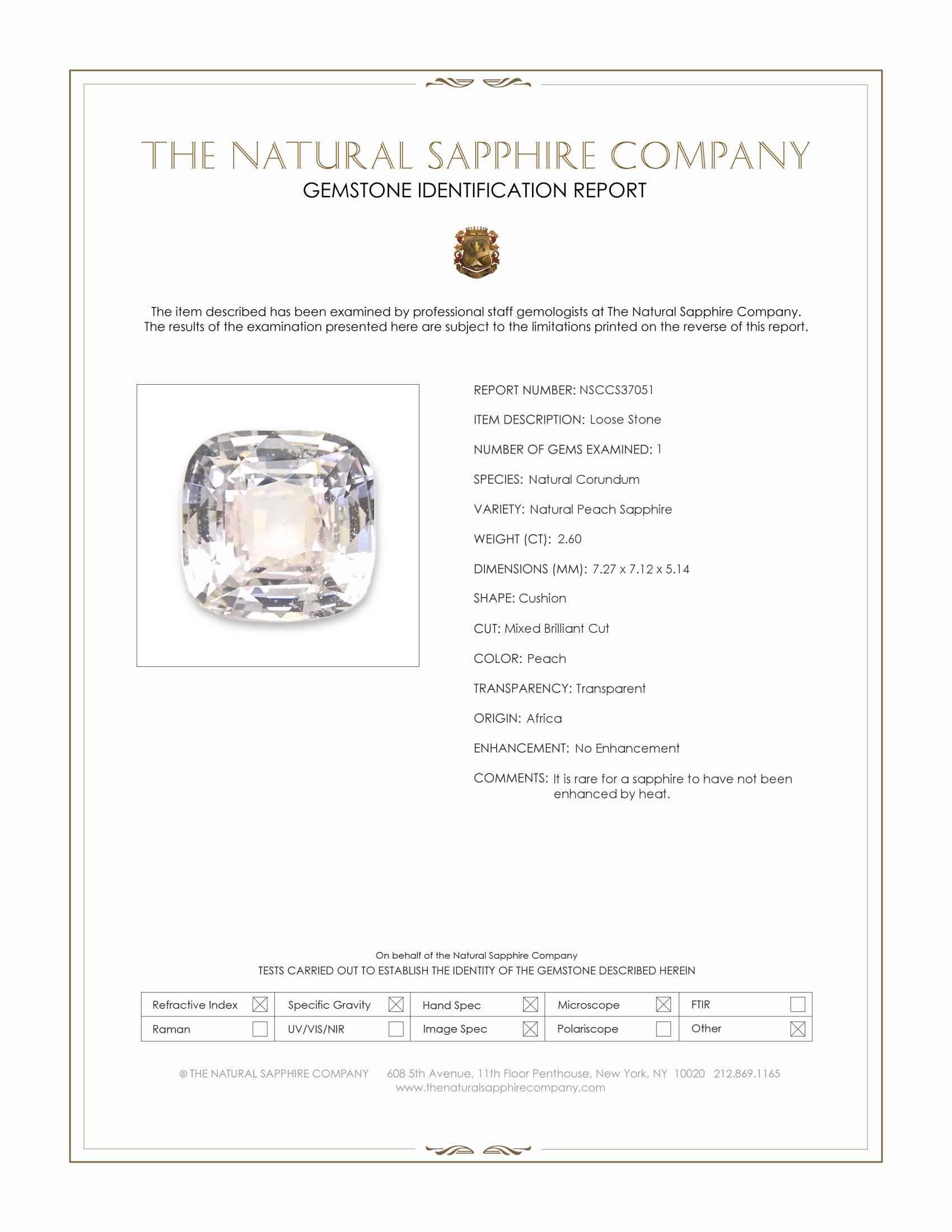 2.60 Ct. Peach Sapphire from Africa