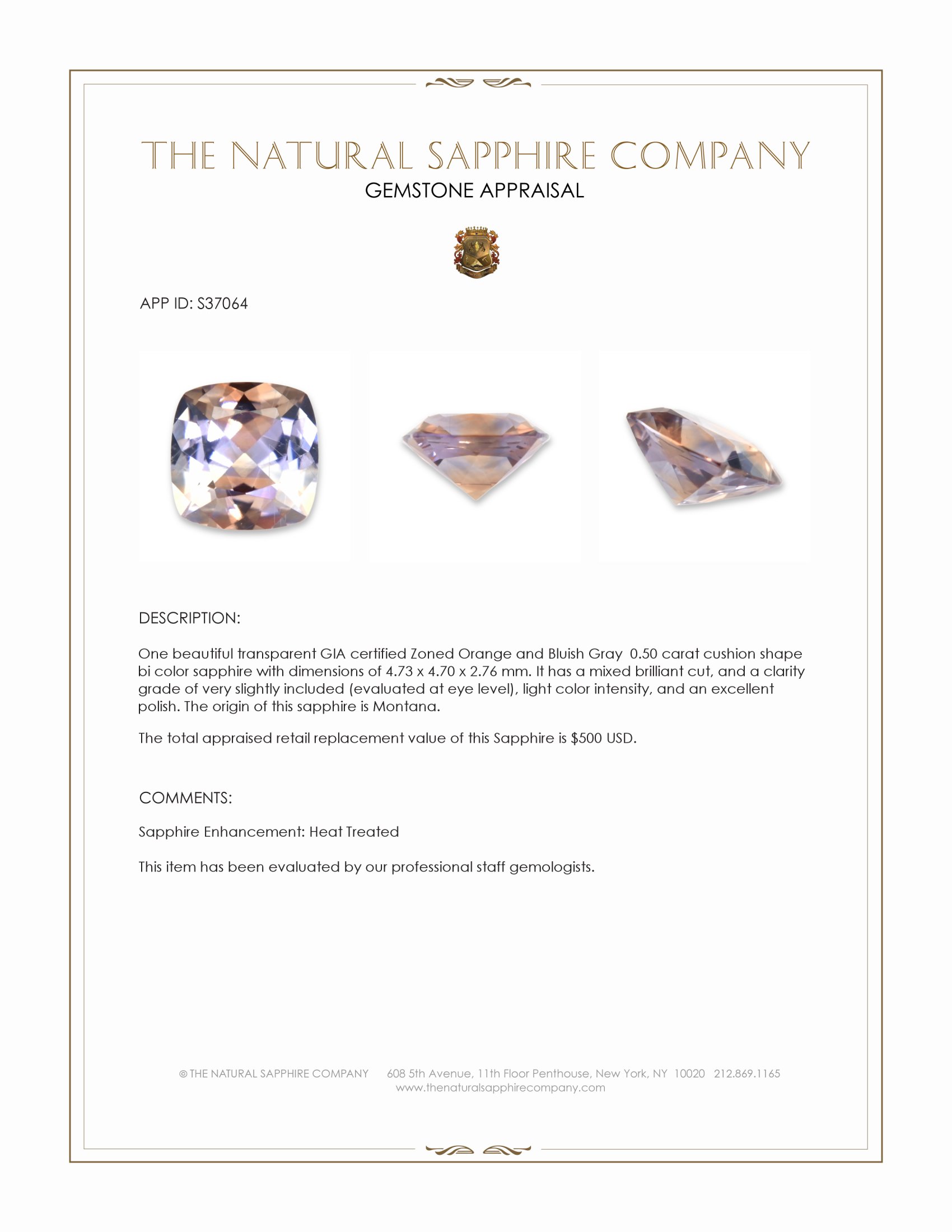 0.50 Ct. Bi Color Sapphire from Montana