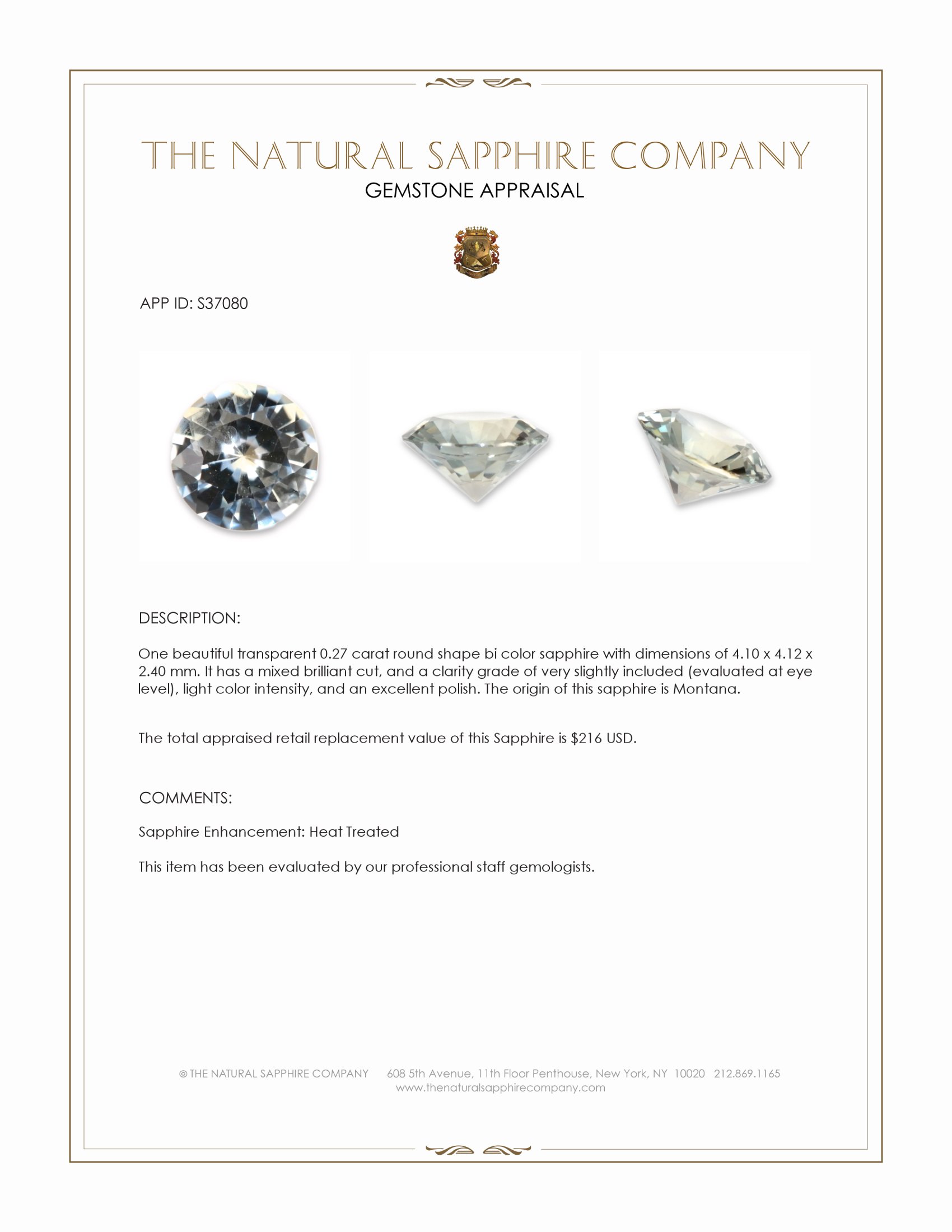 0.27 Ct. Bi Color Sapphire from Montana