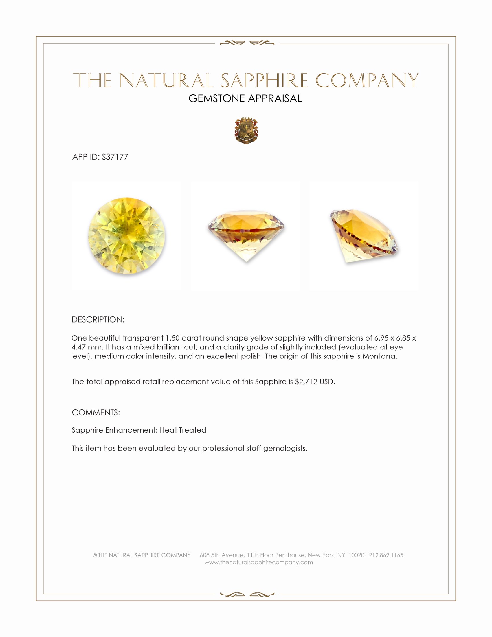 1.50 Ct. Yellow Sapphire from Montana
