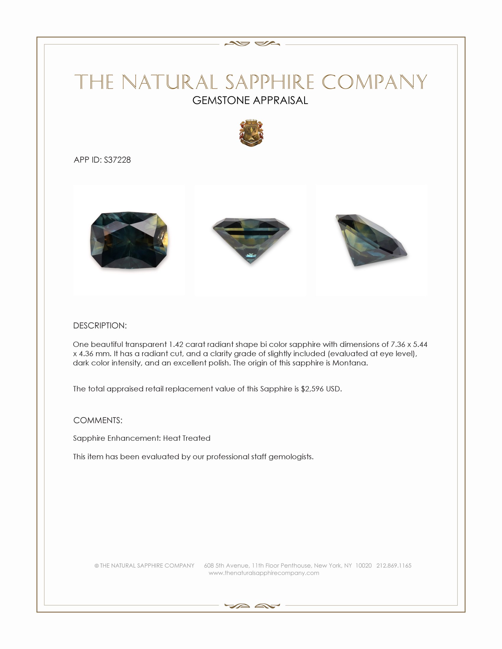 1.42 Ct. Bi Color Sapphire from Montana
