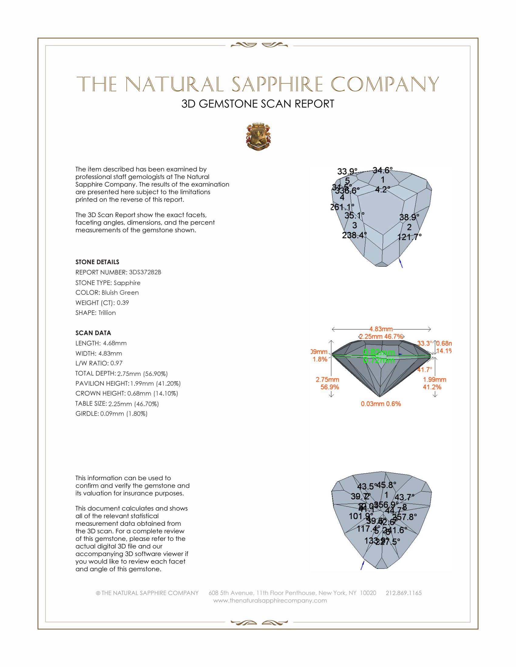 0.39 Ct. Bluish Green Sapphire from Montana