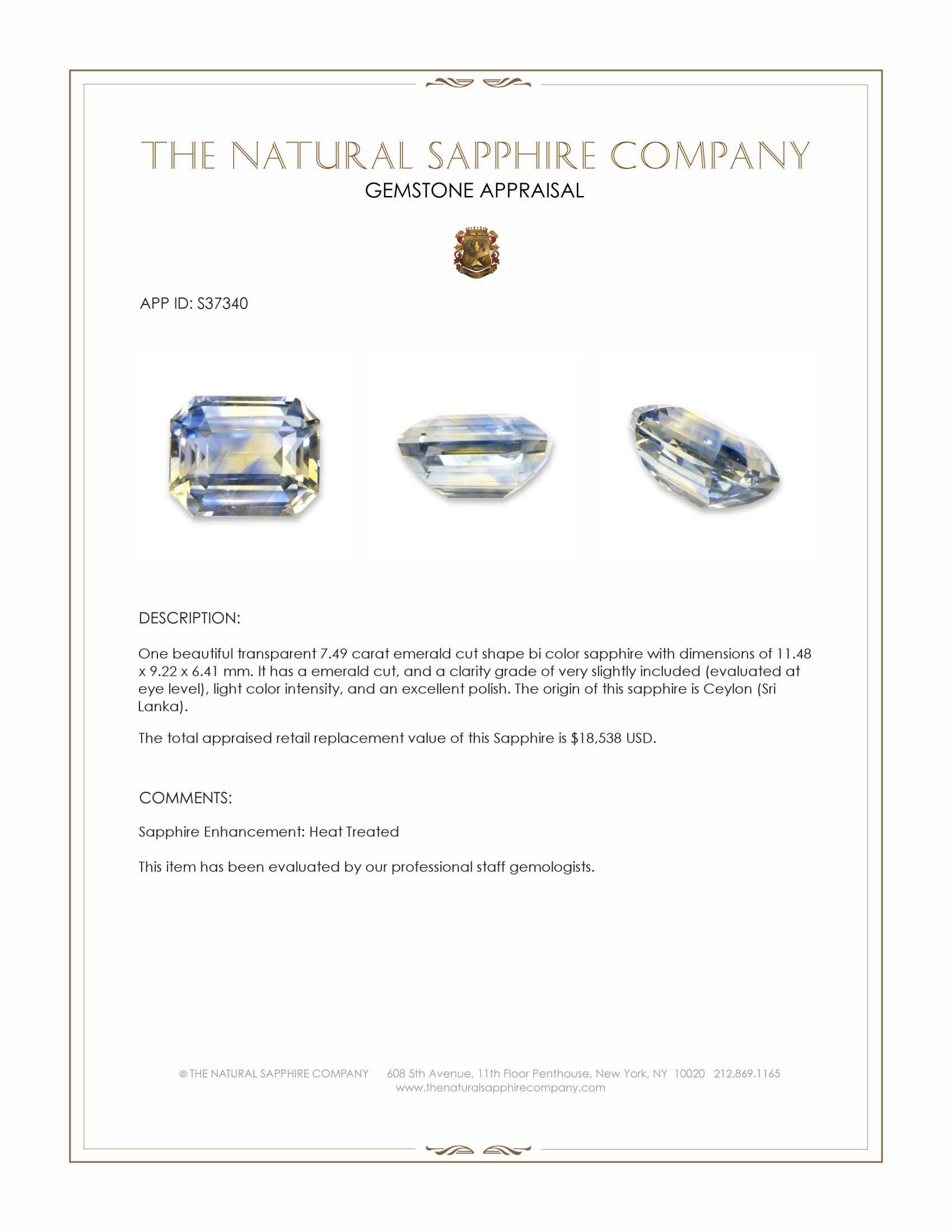 7.49 Ct. Bi Color Sapphire from Ceylon (Sri Lanka)