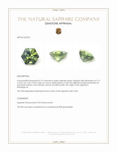 0.75 Ct. Yellowish Green Sapphire from Madagascar Appraisal