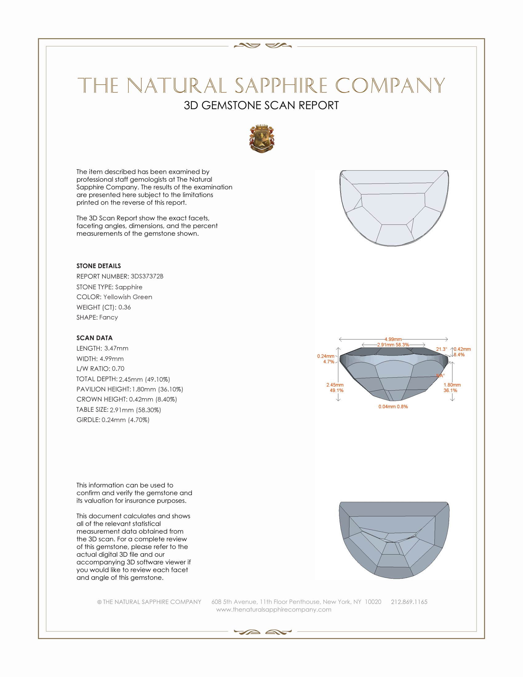 0.36 Ct. Yellowish Green Sapphire from Madagascar