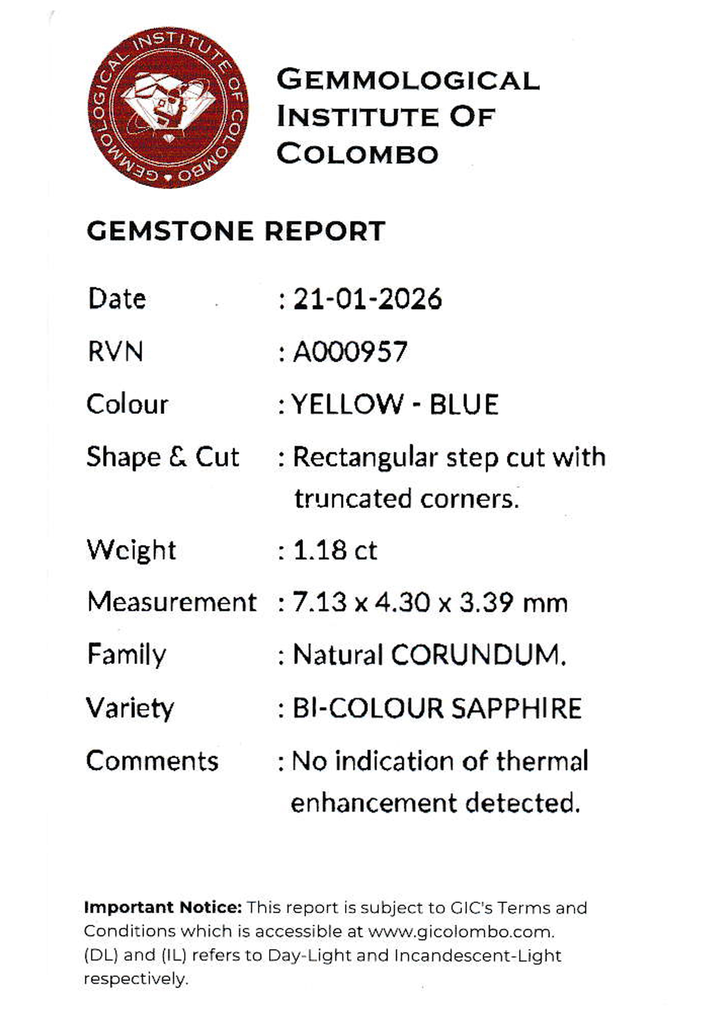 1.18 Ct. Bi Color Sapphire from Ceylon (Sri Lanka)