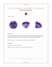 1.58 Ct. Purple Sapphire from Tanzania Appraisal