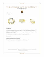1.16 Ct. Yellow Sapphire from Ceylon (Sri Lanka) Appraisal
