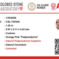 1.26 Ct. Padparadscha Sapphire from Ceylon (Sri Lanka) Scan Report