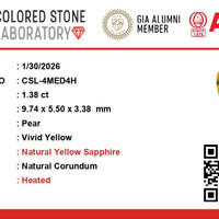 1.38 Ct. Yellow Sapphire from Ceylon (Sri Lanka) Scan Report