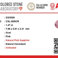 1.46 Ct. Pink Sapphire from Ceylon (Sri Lanka) Scan Report