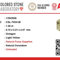 1.29 Ct. Yellow Sapphire from Ceylon (Sri Lanka) Scan Report