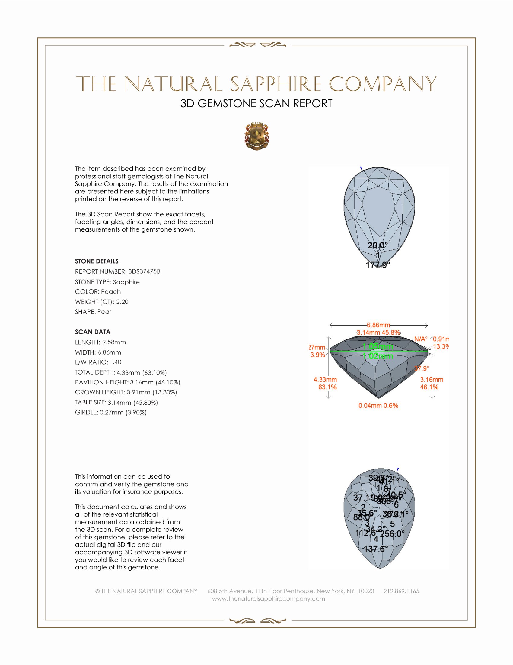 2.20 Ct. Peach Sapphire from Ceylon (Sri Lanka)