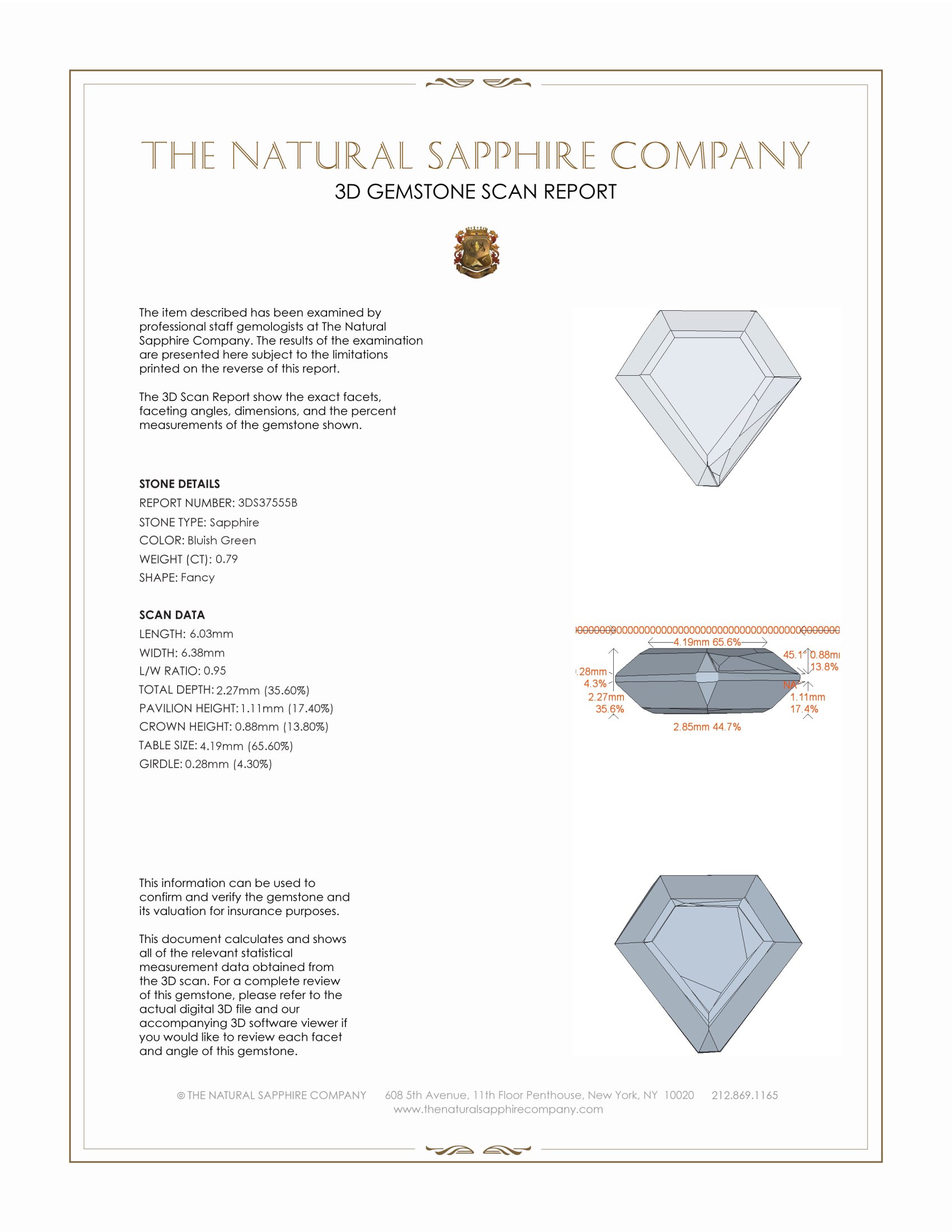 0.79 Ct. Bluish Green Sapphire from Montana