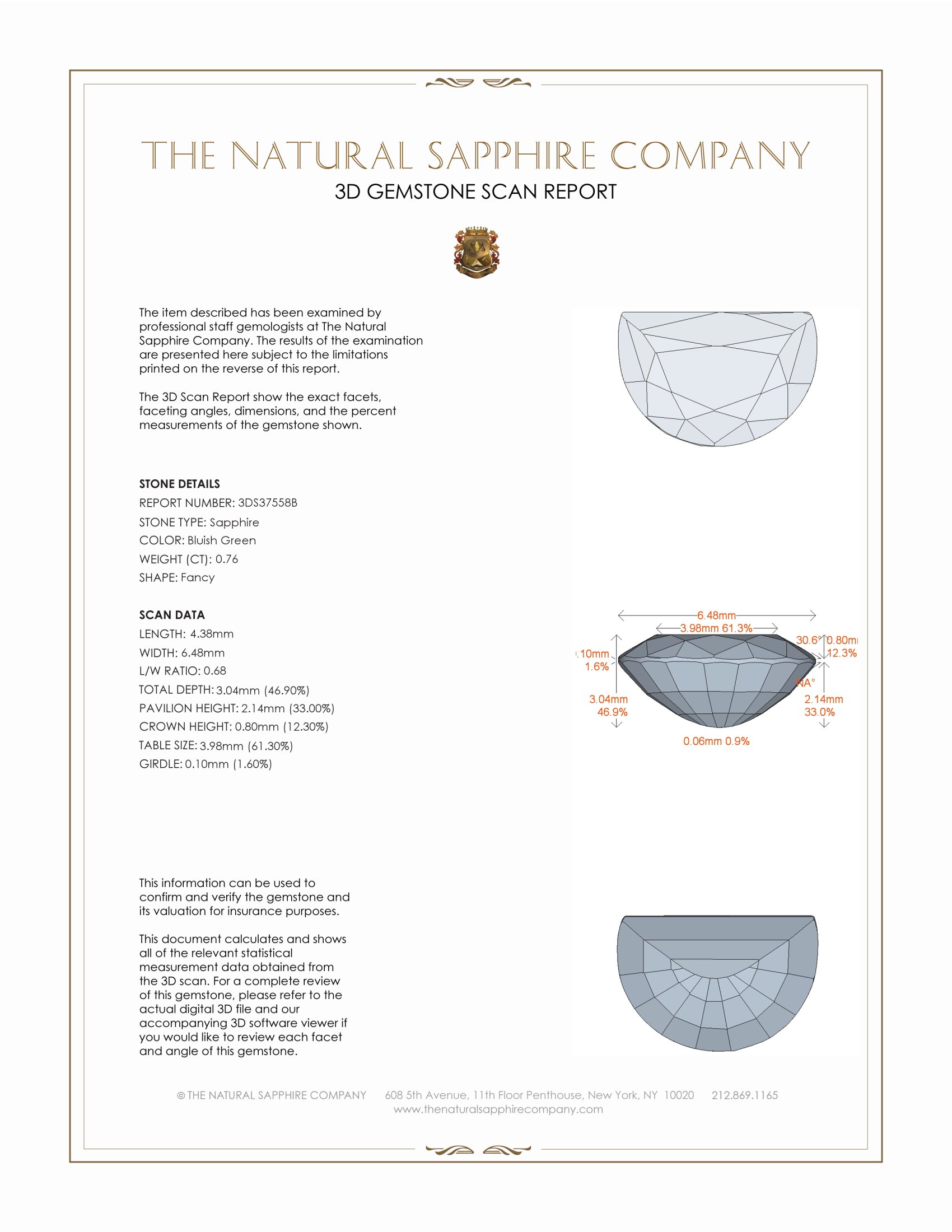 0.76 Ct. Bluish Green Sapphire from Montana