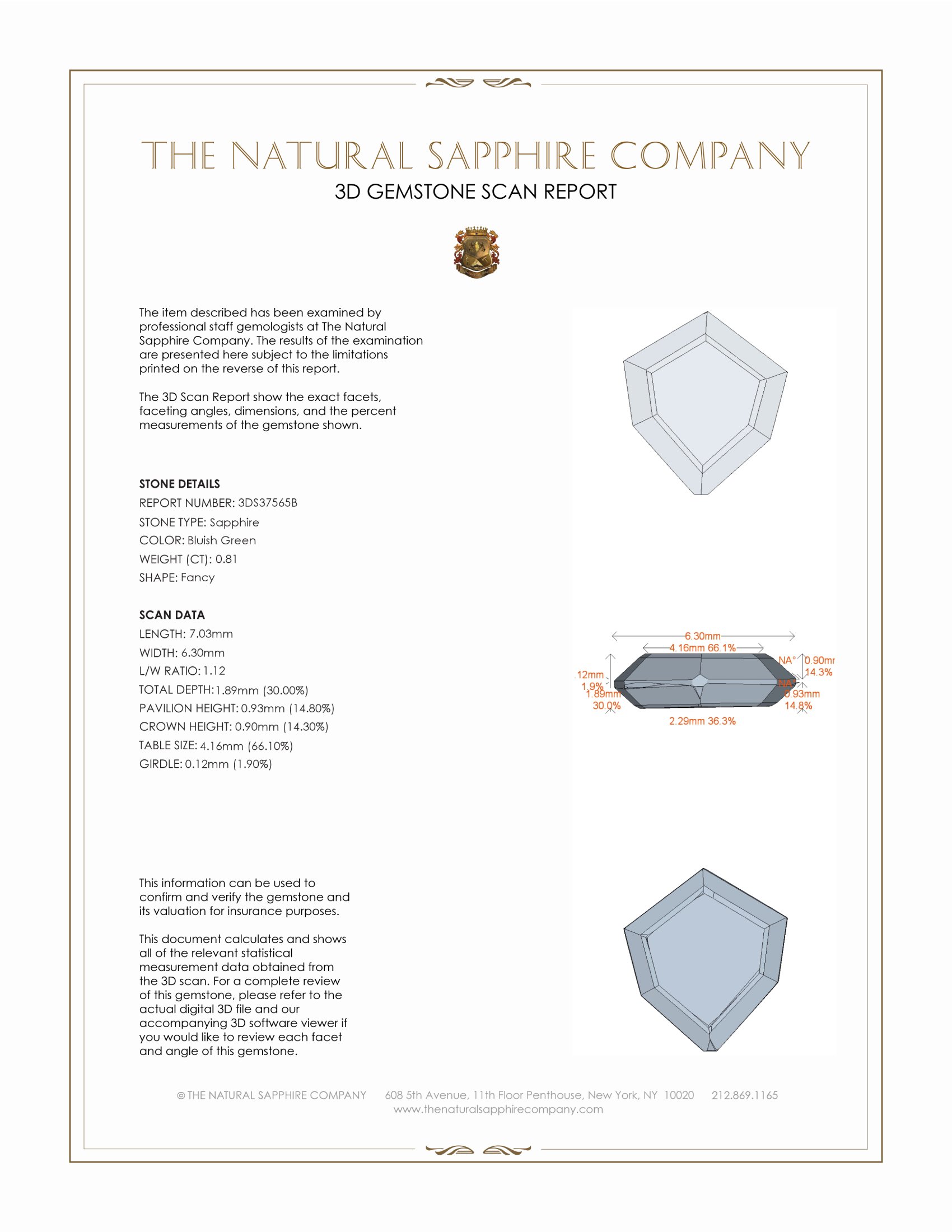 0.81 Ct. Bluish Green Sapphire from Montana