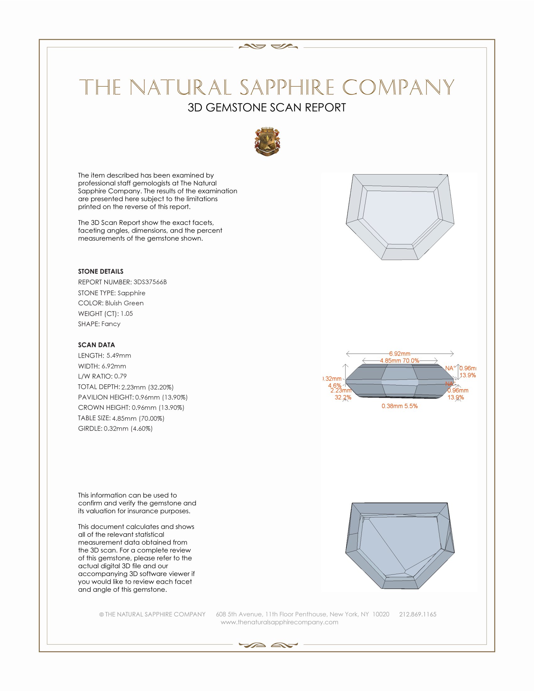 1.05 Ct. Bluish Green Sapphire from Montana