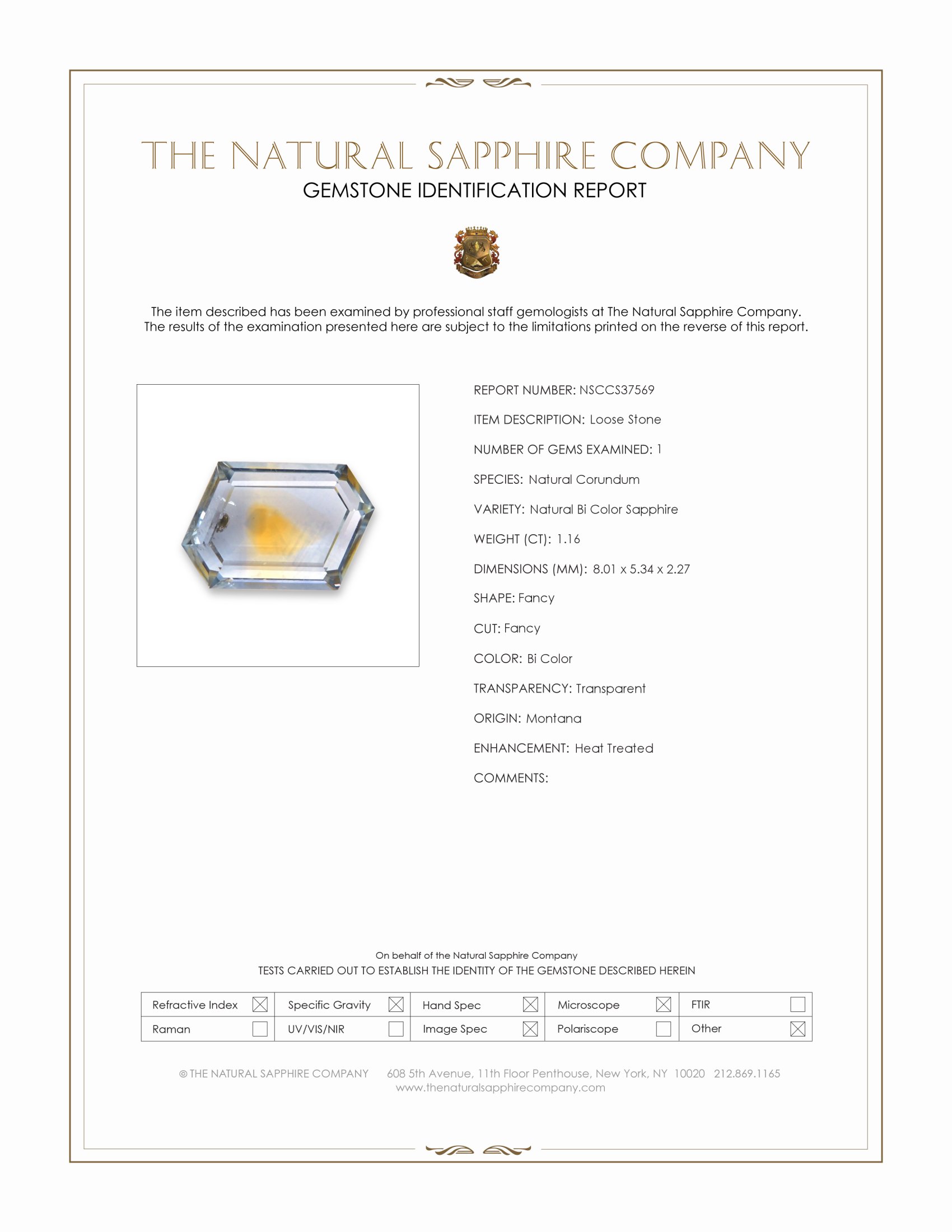 1.16 Ct. Bi Color Sapphire from Montana