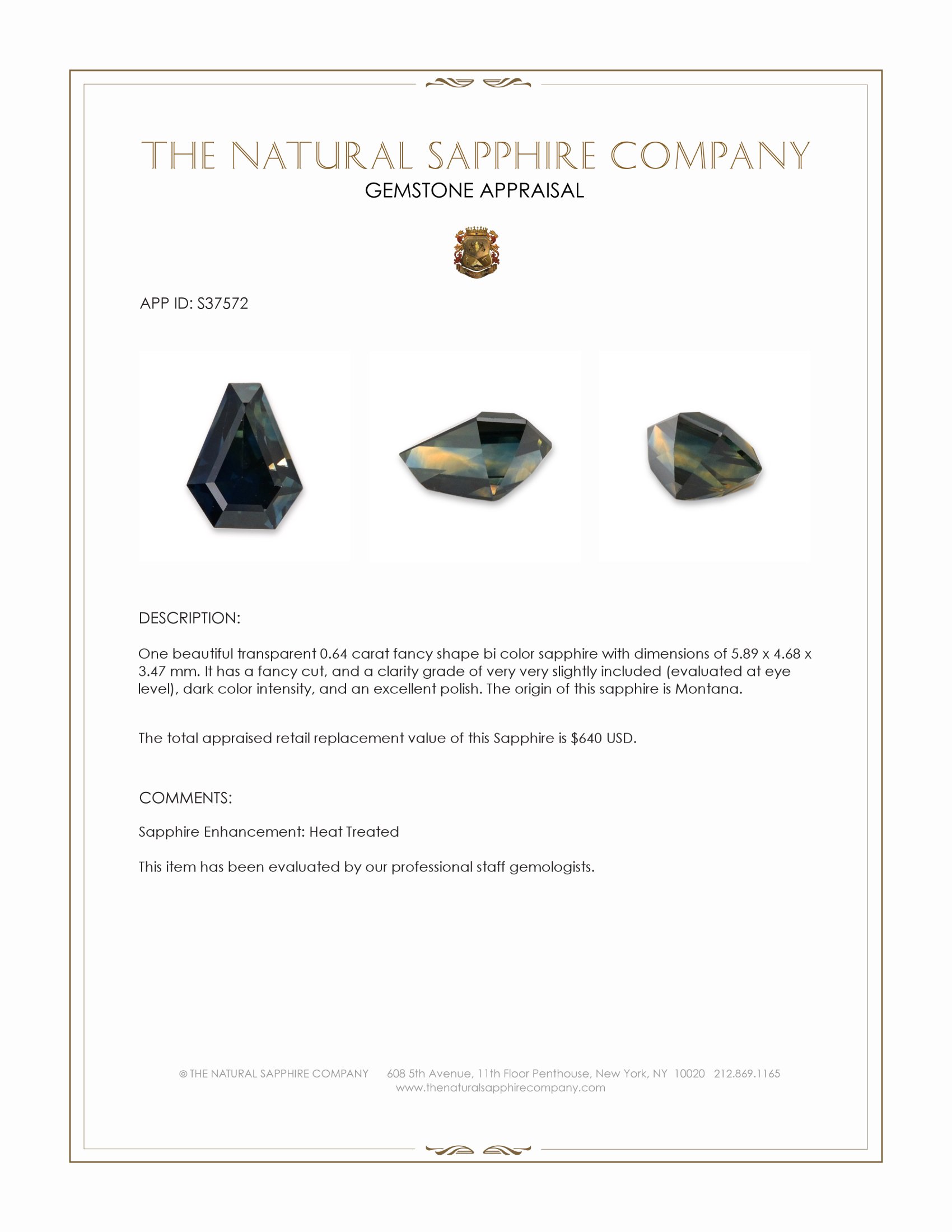 0.64 Ct. Bi Color / Parti Sapphire from Montana