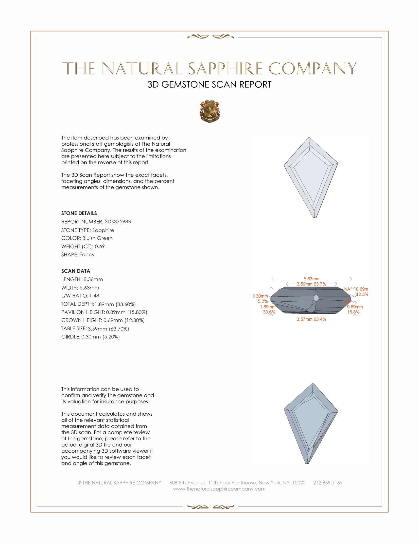 0.69 Ct. Bluish Green Sapphire from Montana