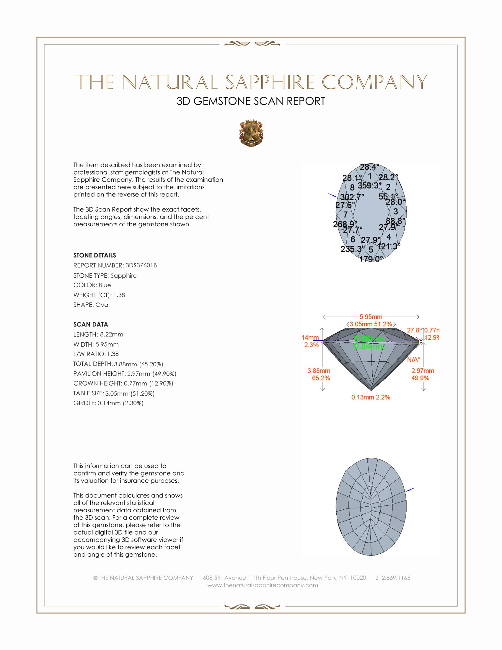 1.38 Ct. Blue Sapphire from Ceylon (Sri Lanka)