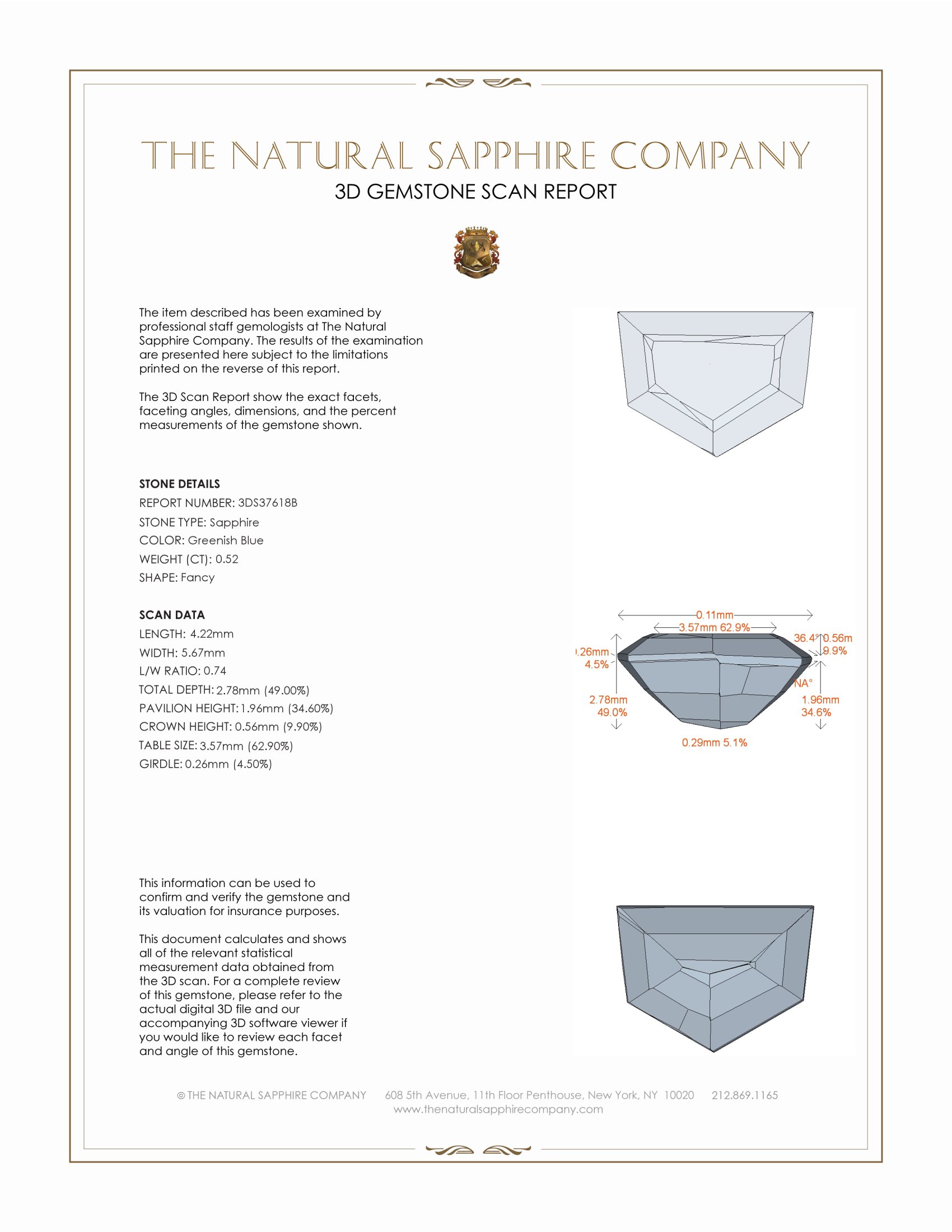 0.52 Ct. Greenish Blue Sapphire from Montana