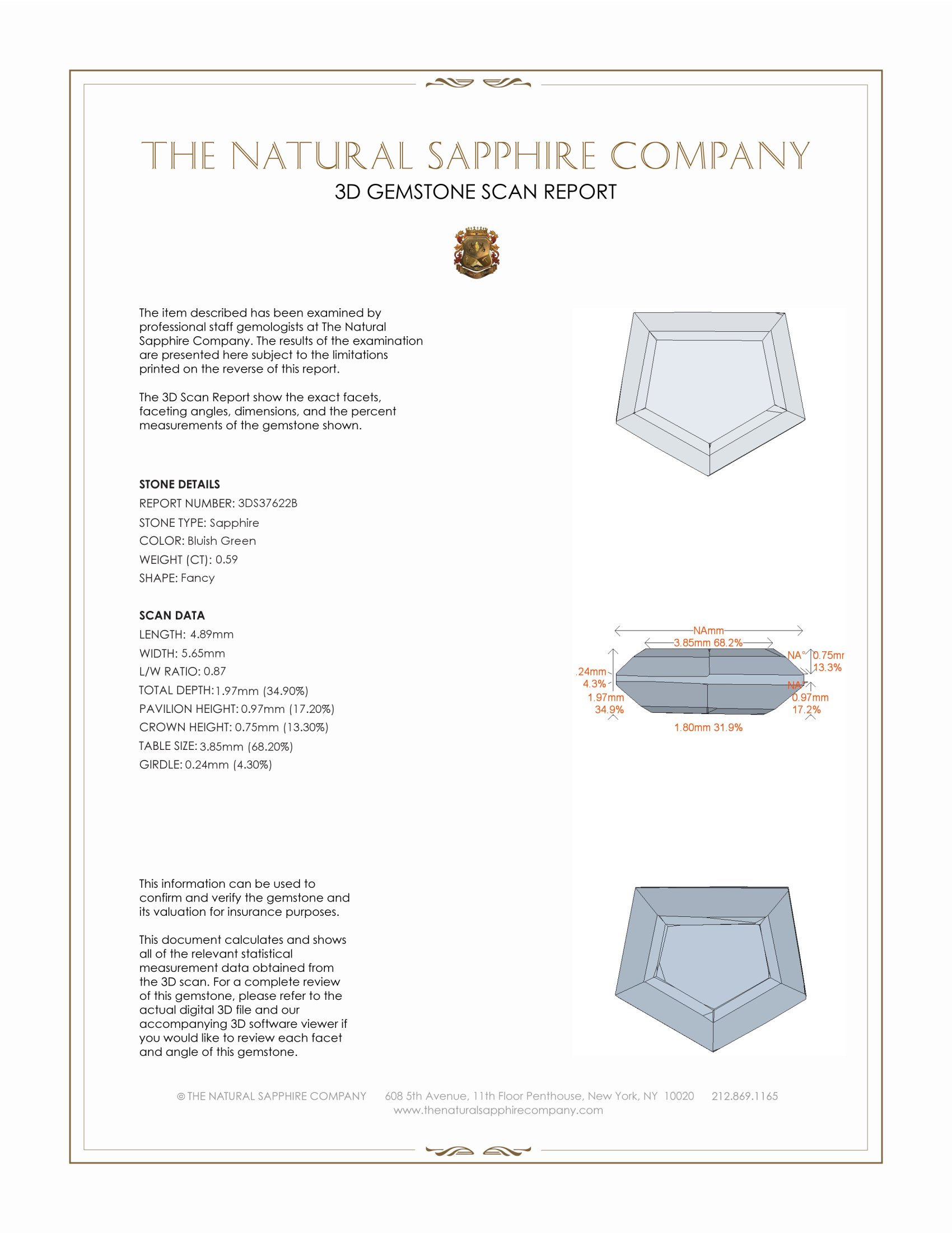 0.59 Ct. Bluish Green Sapphire from Montana