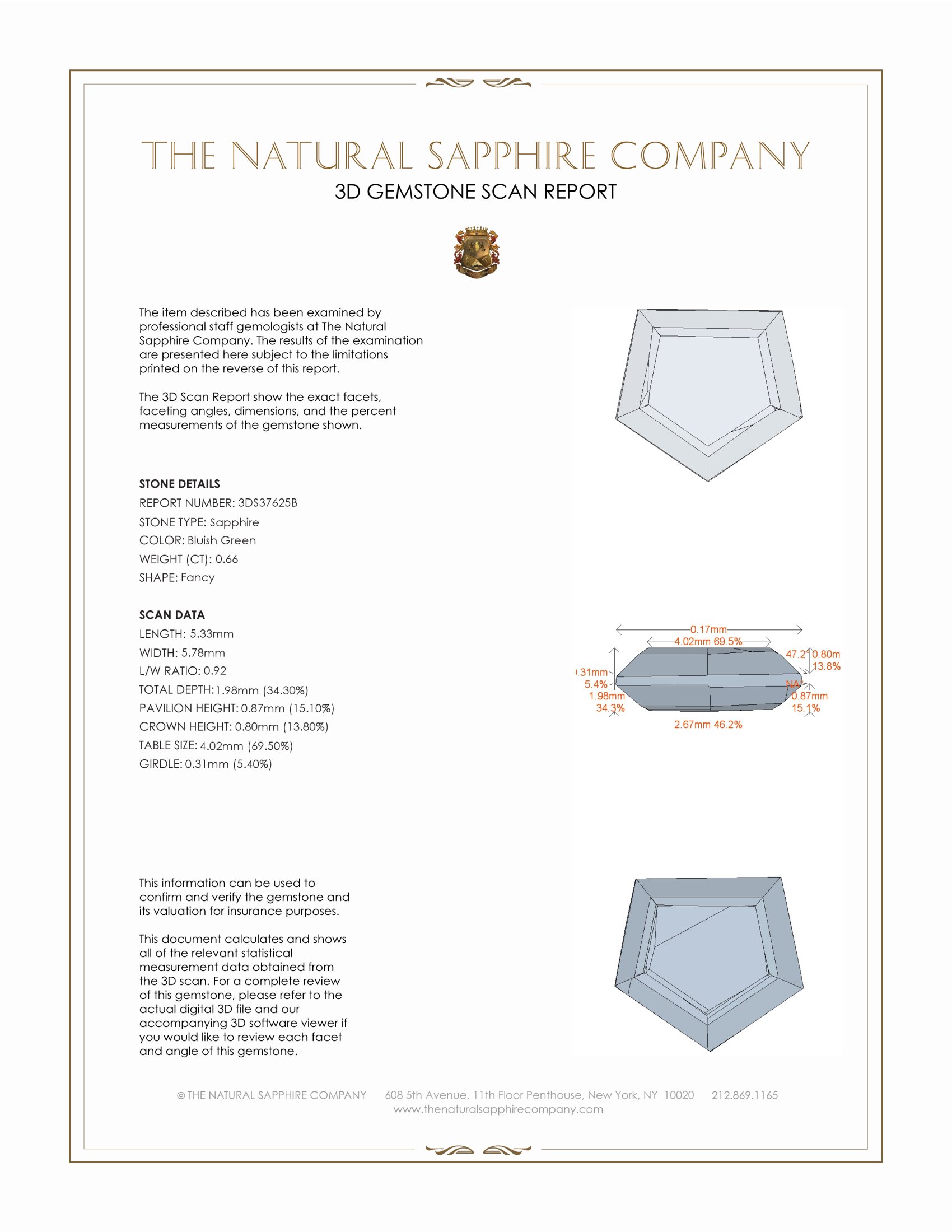 0.66 Ct. Bluish Green Sapphire from Montana