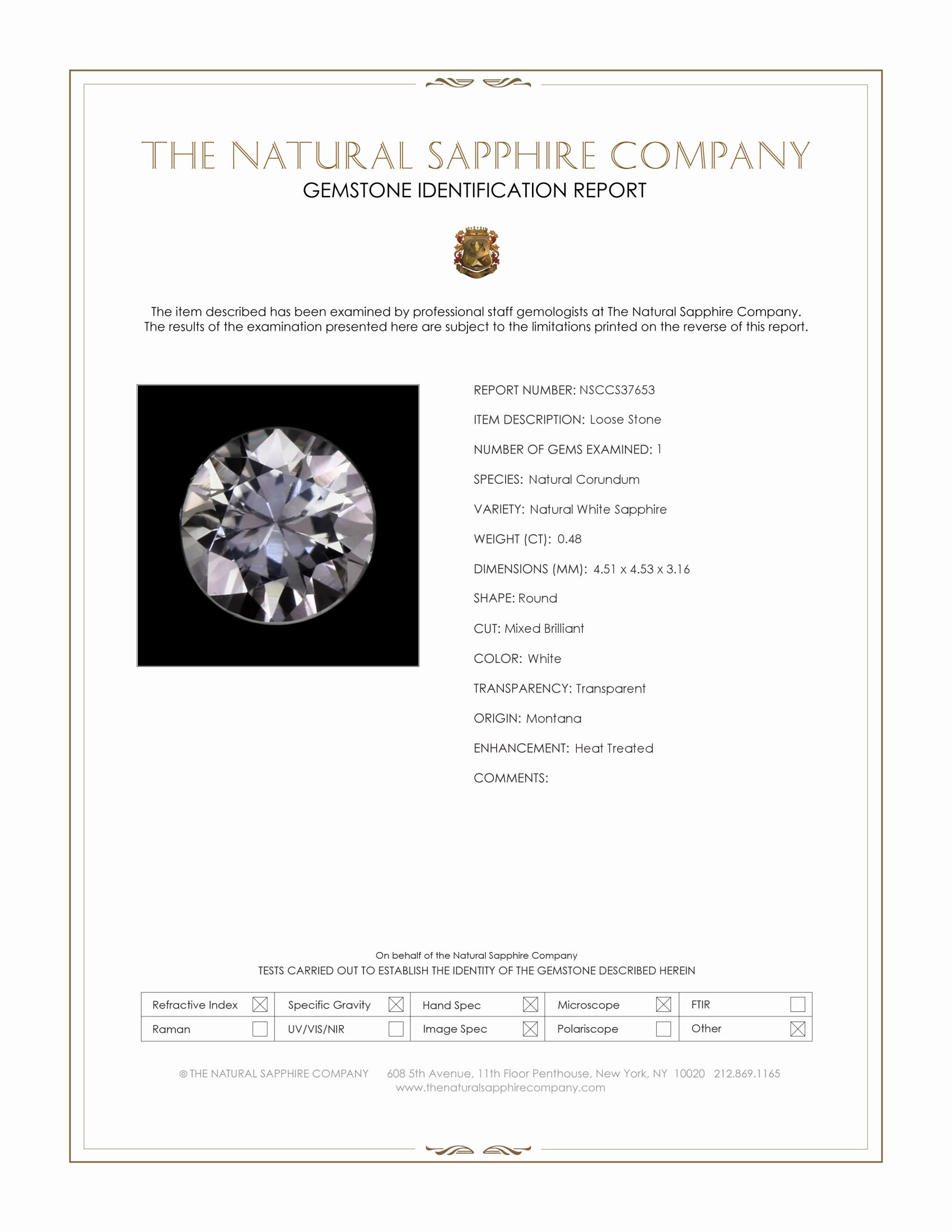 0.48 Ct. White Sapphire from Montana