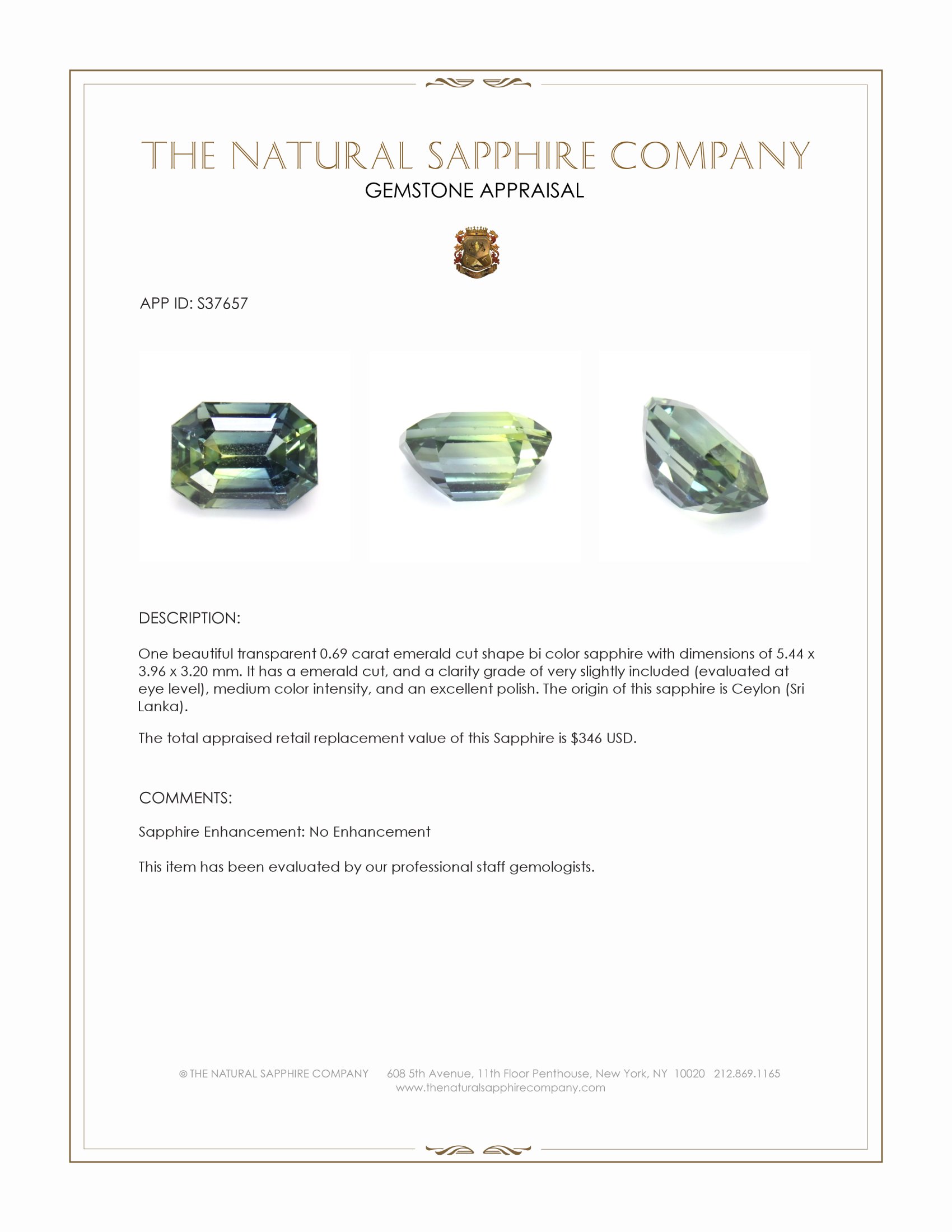 0.69 Ct. Bi Color Sapphire from Ceylon (Sri Lanka)