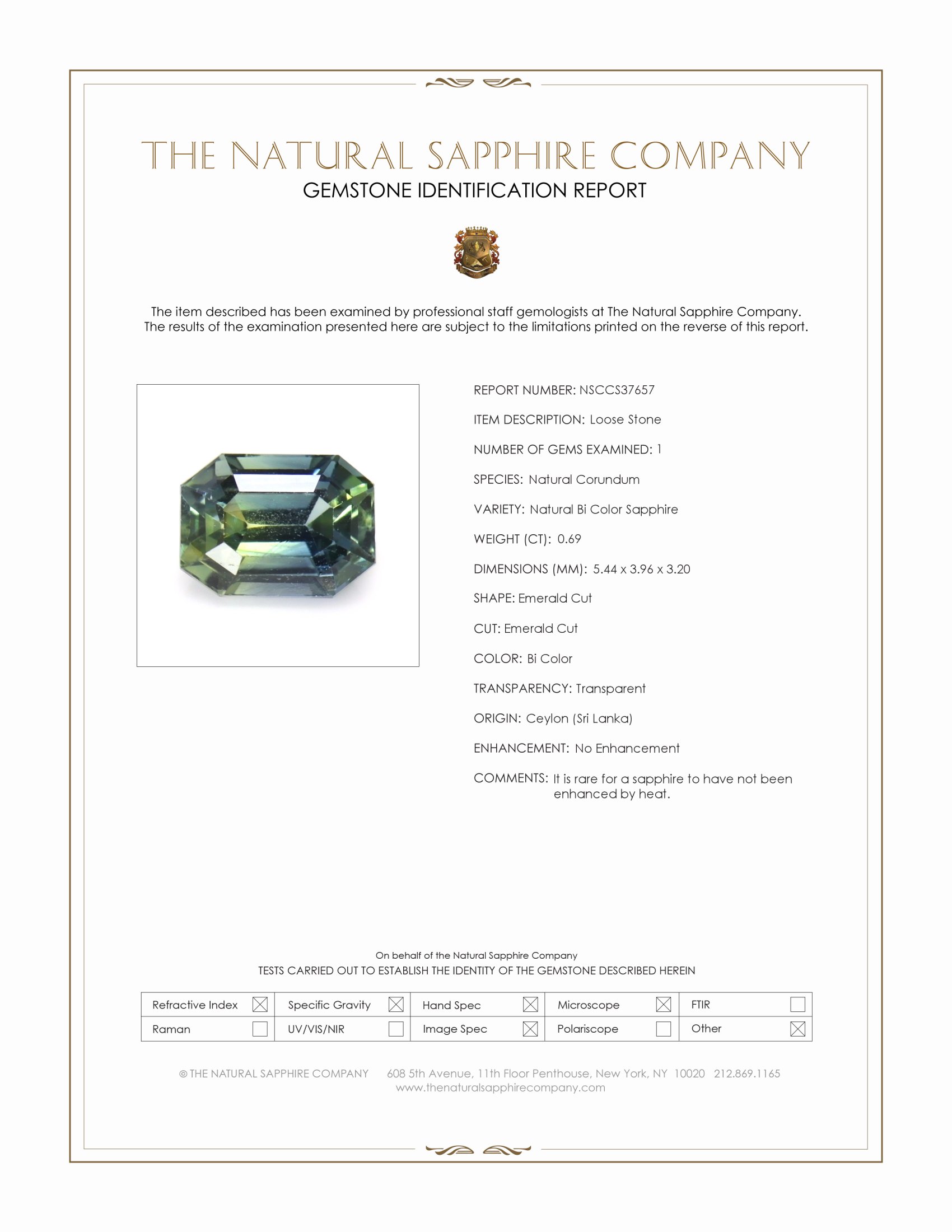 0.69 Ct. Bi Color Sapphire from Ceylon (Sri Lanka)