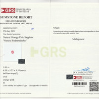 1.01 Ct. Padparadscha Sapphire from Madagascar Scan Report
