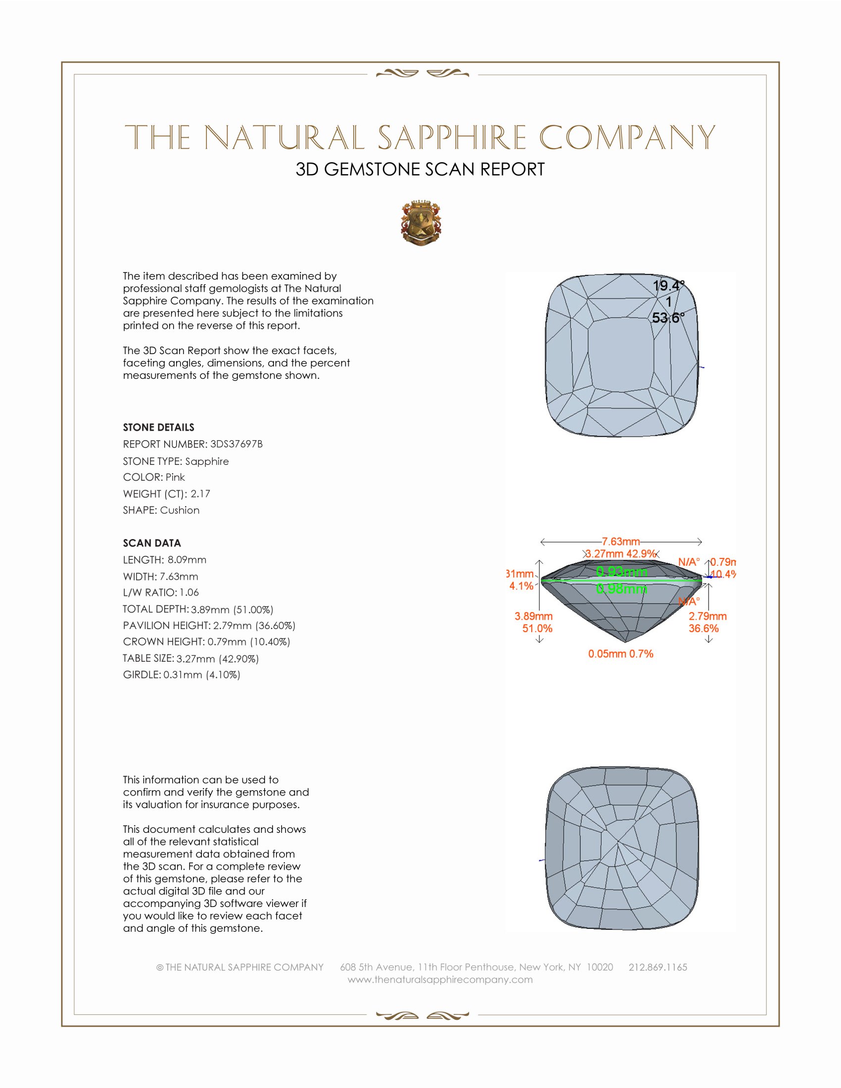 2.17 Ct. Pink Sapphire from Ceylon (Sri Lanka)