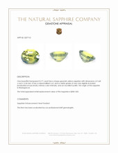 0.77 Ct. Greenish Yellow Sapphire from Madagascar Appraisal