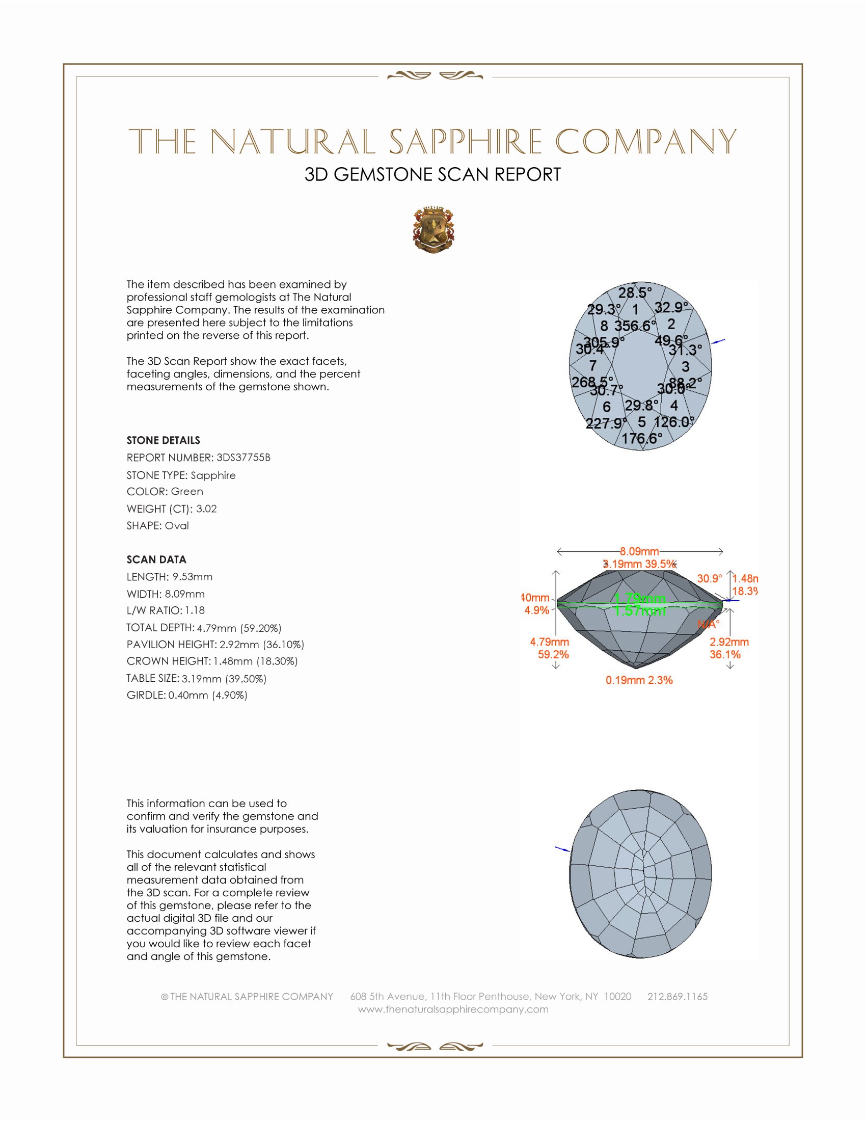 3.02 Ct. Green Sapphire from Madagascar