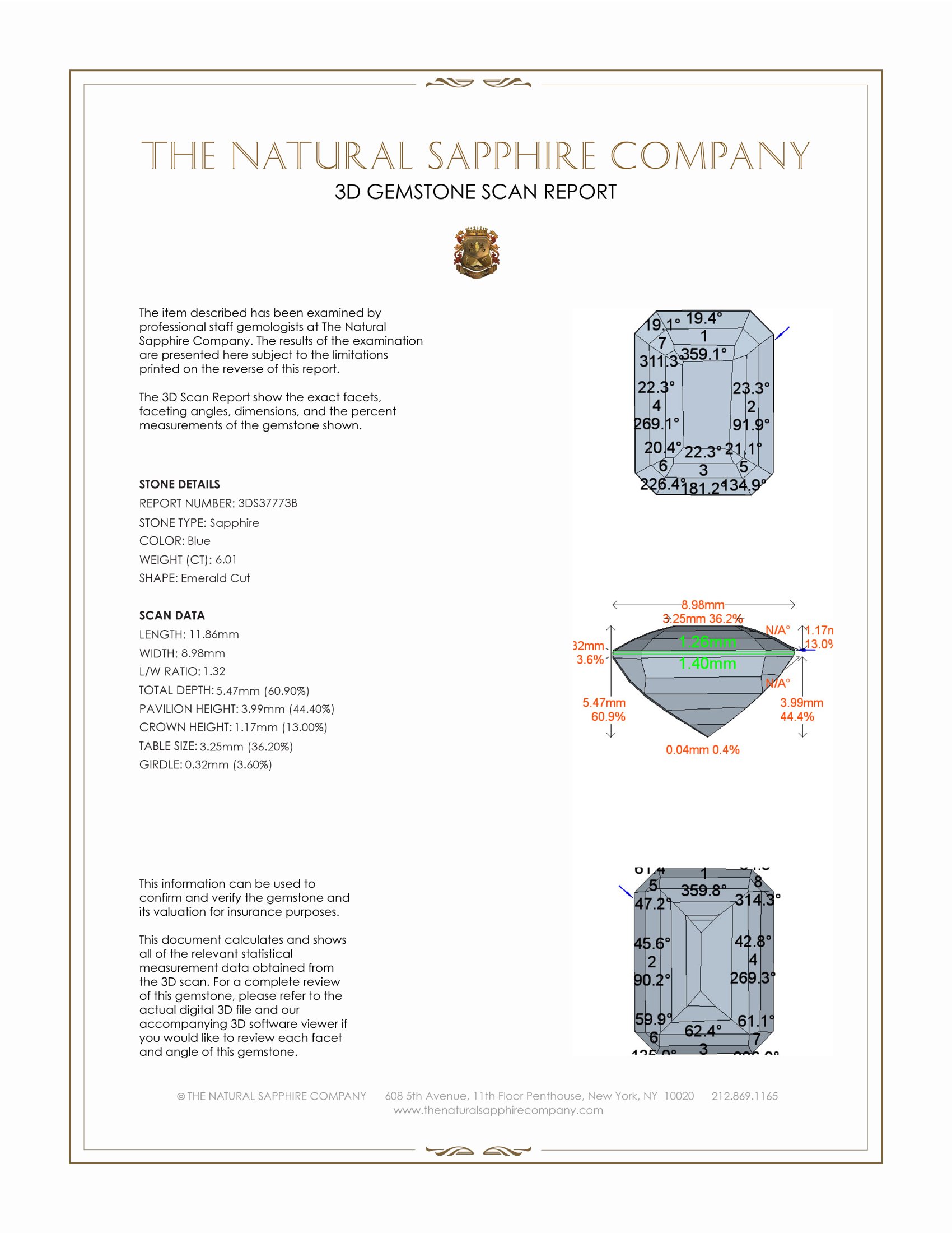 6.01 Ct. Blue Sapphire from Ceylon (Sri Lanka)