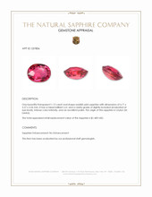 1.12 Ct. Reddish Pink Sapphire from Ceylon (Sri Lanka) Appraisal