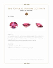 1.59 Ct. Reddish Pink Sapphire from Ceylon (Sri Lanka) Appraisal