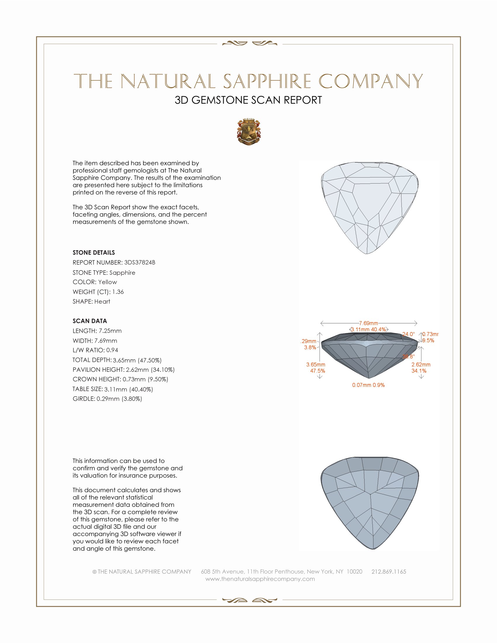 1.36 Ct. Yellow Sapphire from Ceylon (Sri Lanka)