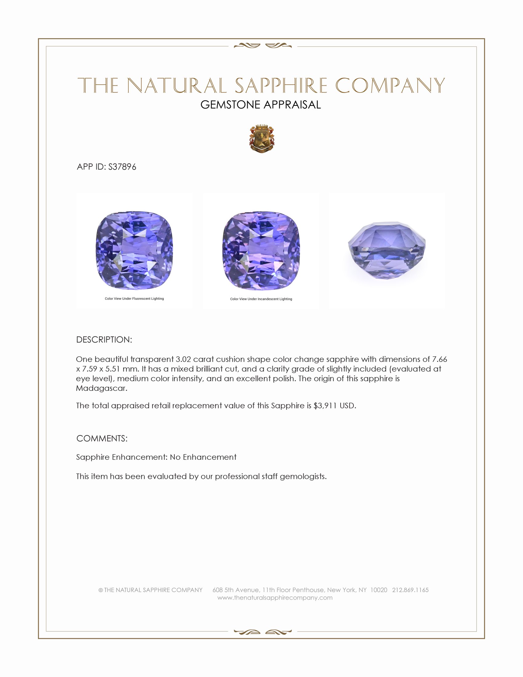 3.02 Ct. Color Change Sapphire from Madagascar